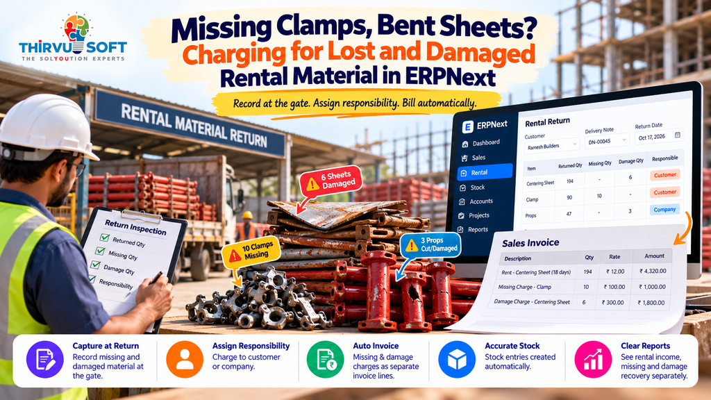 Missing Clamps, Bent Sheets: Managing Lost and Damaged Rental Material in ERPNext